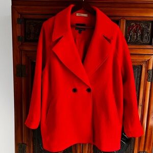 🌶BANANA REPUBLIC  Italian Wool Peacoat Hot Red  NWOT